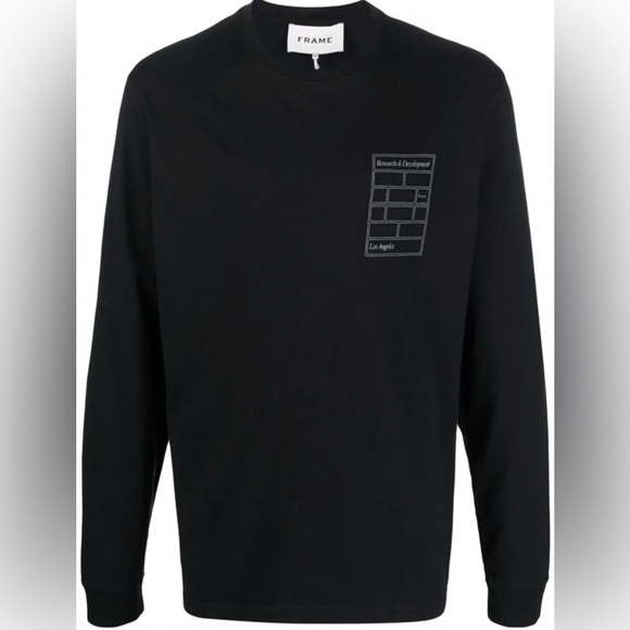 NWT. FRAME Research & Development Long Sleeve Tee Shirt in Noir Black Size Large - Picture 6 of 13